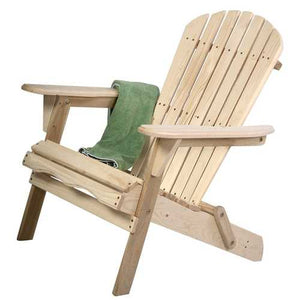 Unfinished Wood Folding Adirondack Chair Outdoor Garden Patio