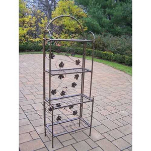 Cast Iron Bakers Rack with Grape Vine Design in Antique Bronze