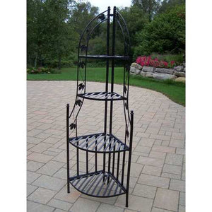 4-Tier Wrought Iron Corner Metal Planter Stand in Black