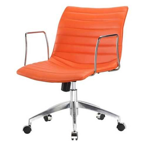 Image of Orange Modern Mid-Back Office Chair Mid-Century Style with Metal Arms