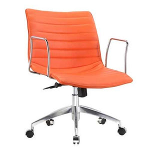 Orange Modern Mid-Back Office Chair Mid-Century Style with Metal Arms