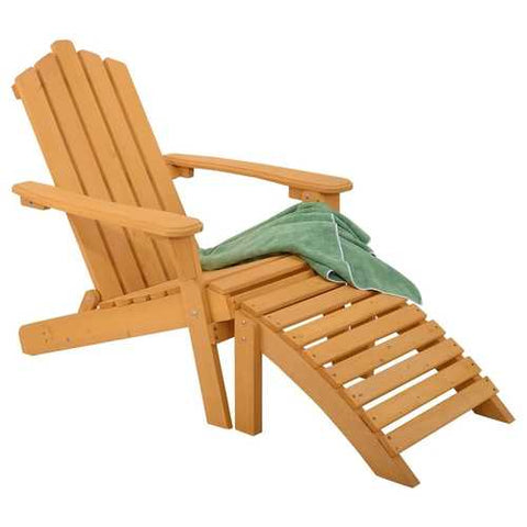 Image of Folding Wooden Adirondack Chair with Foot Rest Ottoman