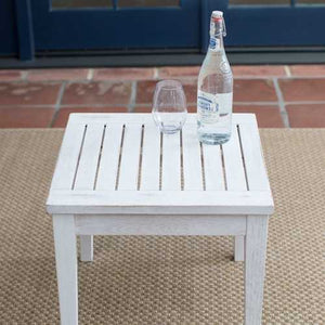 Outdoor Garden Deck Patio Side Table in White Wood Finish