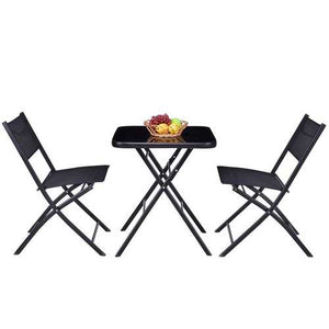 Outdoor 3-Piece Folding Bistro Patio Set with Table and Chairs