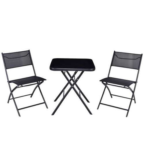 Image of Outdoor 3-Piece Folding Bistro Patio Set with Table and Chairs