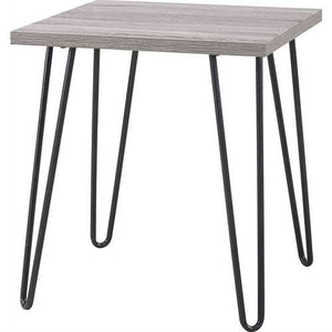 Modern Classic Vintage Style End Table with Wood Top and Metal Legs