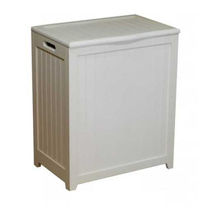 White Solid Wood Rectangular Laundry Hamper