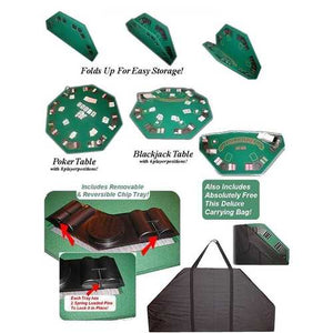 Poker & Blackjack High Quality Folding Table Top w/ Case