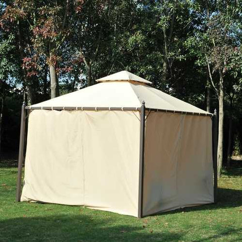 Image of Outdoor Patio Garden 10 x 10 Ft Gazebo with Off White Canopy and Curtains