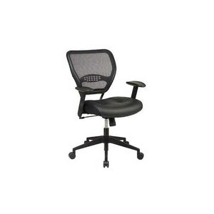 Air Grid Mesh Back Managers Office Chair with Black Leather Seat