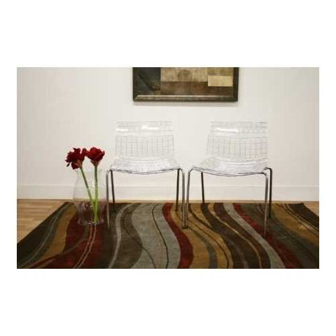 Image of Set of 2 Modern Dining Chairs with Clear Seat and Metal Legs