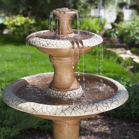 Image of Traditional Style 2-Tier Outdoor Fiberglass Water Fountain