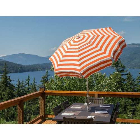 Image of 6 Foot Orange White Stripe Drape Umbrella Manual Lift with Tilt