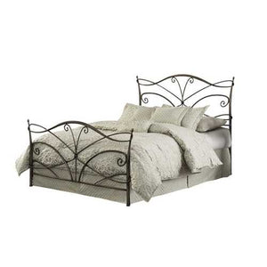 Queen size Metal Bed with Headboard and Footboard in Brushed Bronze Finish