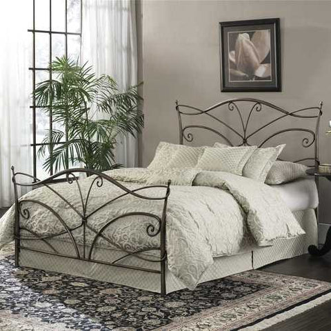 Image of Queen size Metal Bed with Headboard and Footboard in Brushed Bronze Finish