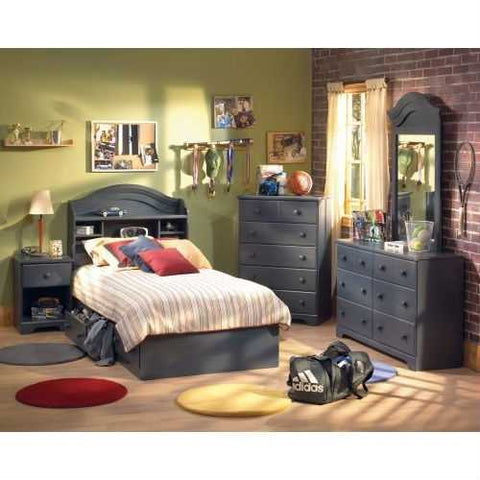 Image of Twin size Arch Top Bookcase Headboard in Dark Blueberry Finish