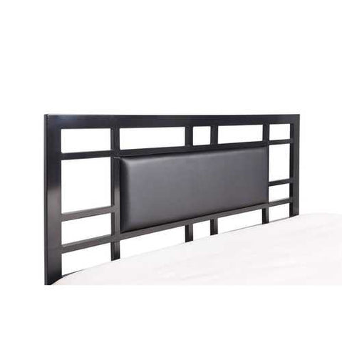 Image of Queen size Black Metal Platform Bed Frame with Upholstered Headboard