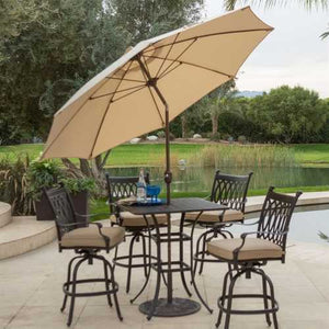 Beige Canopy 9-Ft Patio Umbrella with Push Button Tilt and Bronze Finish Pole