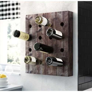 Rustic Wood Wall Hanging 16-Bottle Wine Rack