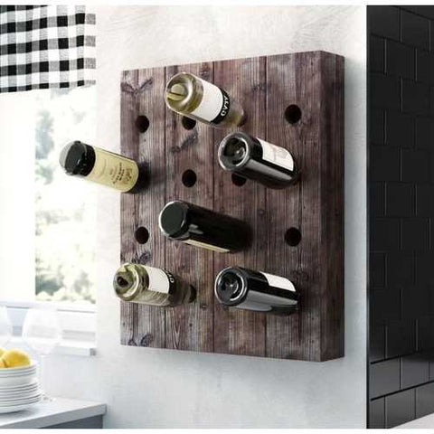 Image of Rustic Wood Wall Hanging 16-Bottle Wine Rack