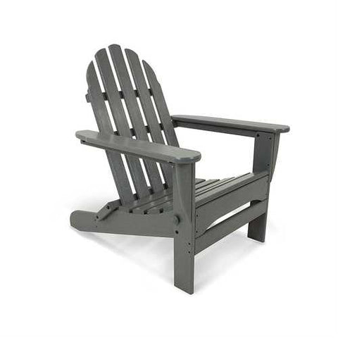 Image of Outdoor All-Weather Folding Adirondack Chair in Gray Wood Finish - Made in USA