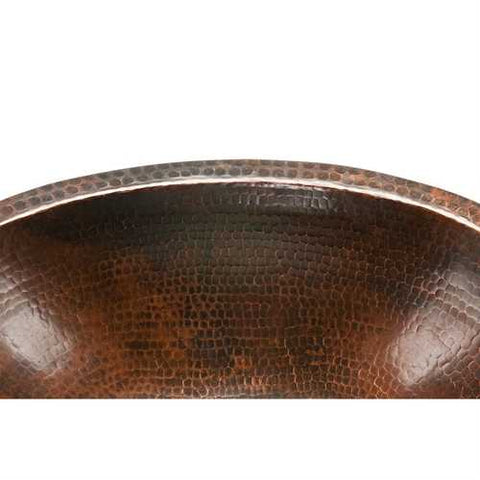 Image of Oval Hammered Copper Bathroom Vessel Sink 17 x 12 inch