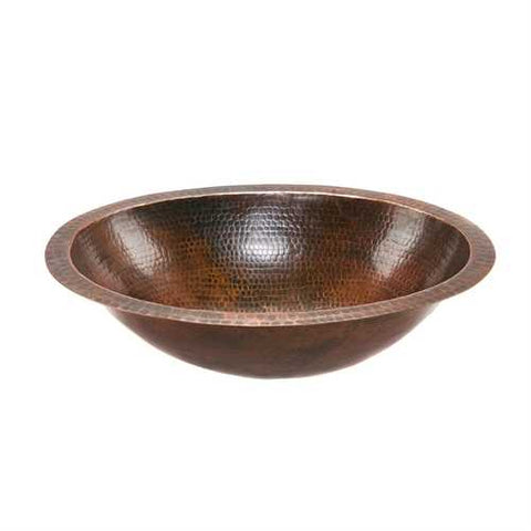 Image of Oval Hammered Copper Bathroom Vessel Sink 17 x 12 inch