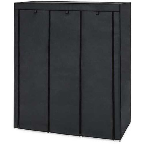 Image of Black 59-inch Portable Wardrobe Storage Closet with 9 Shelves