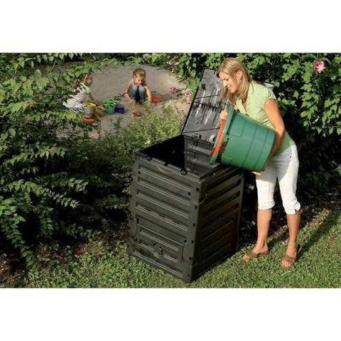 Image of UV-Resistant Black Recycled Plastic Compost Bin with Lid - 79 Gallon