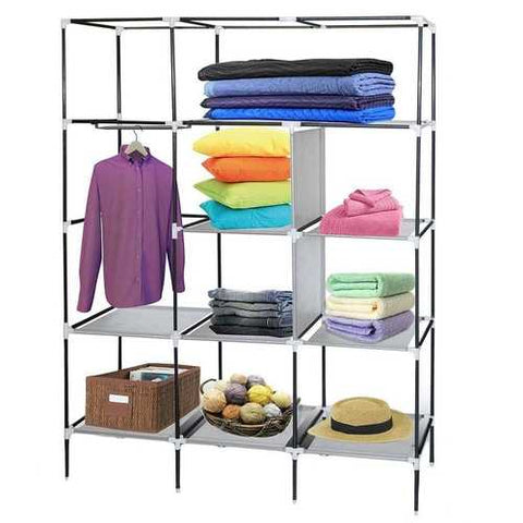 Image of Grey 69-inch Portable Closet Organizer Shoe Rack Bedroom Wardrobe