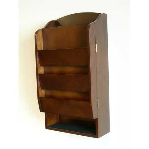 Image of Door / Wall Mount Organizer Letter Holder Mail Sorter in Dark Walnut