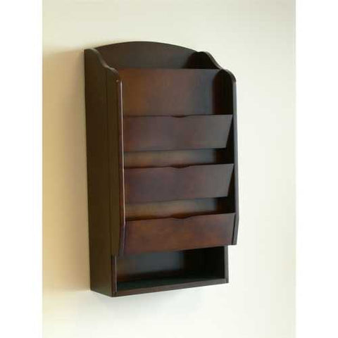 Image of Door / Wall Mount Organizer Letter Holder Mail Sorter in Dark Walnut