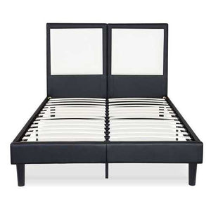 Full size Modern Faux Leather Platform Bed Frame with Headboard