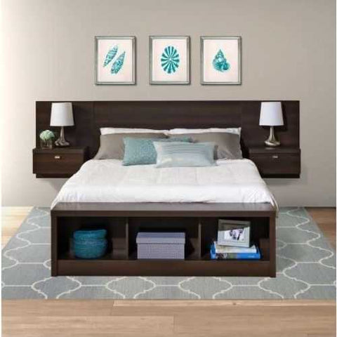 Image of King size Floating Headboard with Nightstands in Espresso