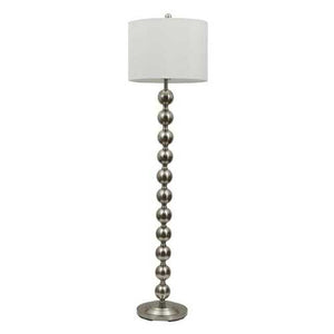 Contemporary 65-inch Tall Brushed Steel Floor Lamp with White Drum Shade