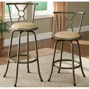 Set of 2- Adjustable Height Padded Seat Barstools