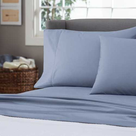 Image of Queen 400-Thread Count Egyptian Cotton Sheet Set in Smokey Blue