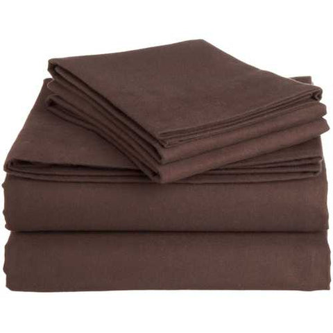 Image of Queen 100-Percent Cotton Flannel Sheet Set in Brown Italian Roast