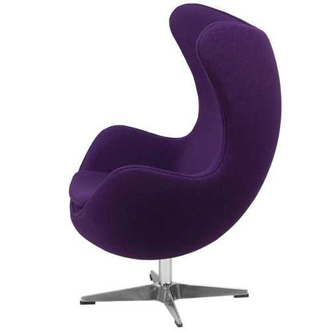 Image of Purple Wool Fabric Upholstered Mid-Century Style Arm Chair