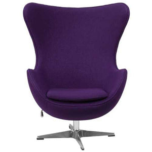 Purple Wool Fabric Upholstered Mid-Century Style Arm Chair