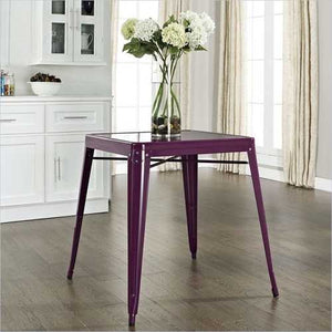 Mid-century French Cafe Style Powder-coated Steel Dining Table in Purple