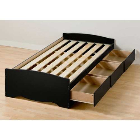 Image of Twin XL Platform Bed Frame with 3 Storage Drawers in Black