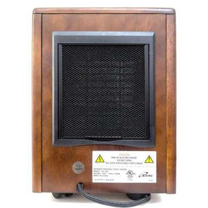 Infrared Space Heater 1500W with Remote w/ Dark Walnut Wood Cabinet