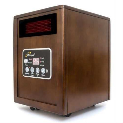 Image of Infrared Space Heater 1500W with Remote w/ Dark Walnut Wood Cabinet