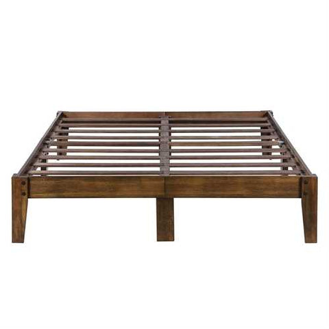 Image of Full size Solid Wood Platform Bed Frame in Brown Natural Finish