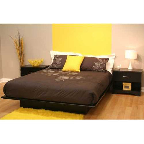 Image of Queen size Modern Platform Bed Frame in Black Wood Finish