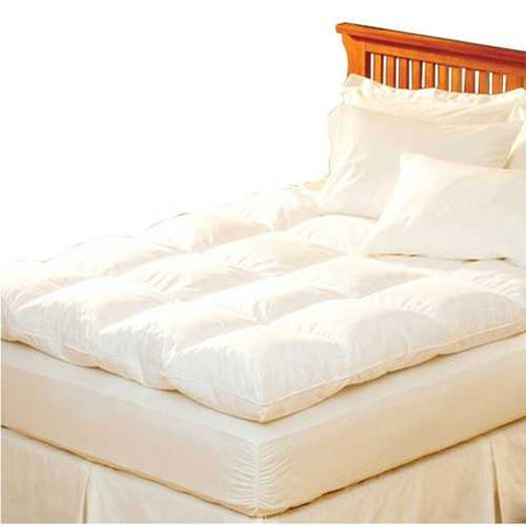 Image of Queen size Feather Bed Topper with 100-Percent Cotton Quilted Baffle Box Design