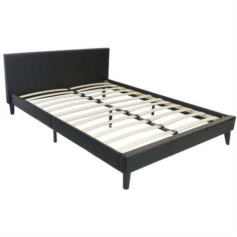 Image of Queen size Black Faux Leather Platform Bed with Headboard