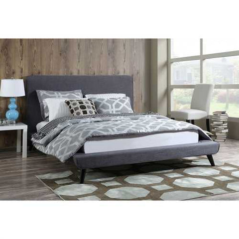 Image of Queen size Grey Modern Classic Mid-Century Style Upholstered Platform Bed