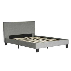 Queen size Grey Upholstered Platform Bed Frame with Headboard